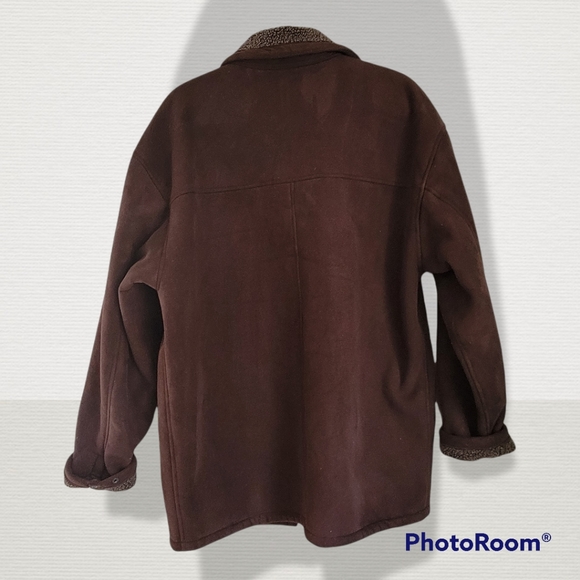 Aberdeen Collection brown faux suede, fleece lined coat, size medium - Picture 2 of 4